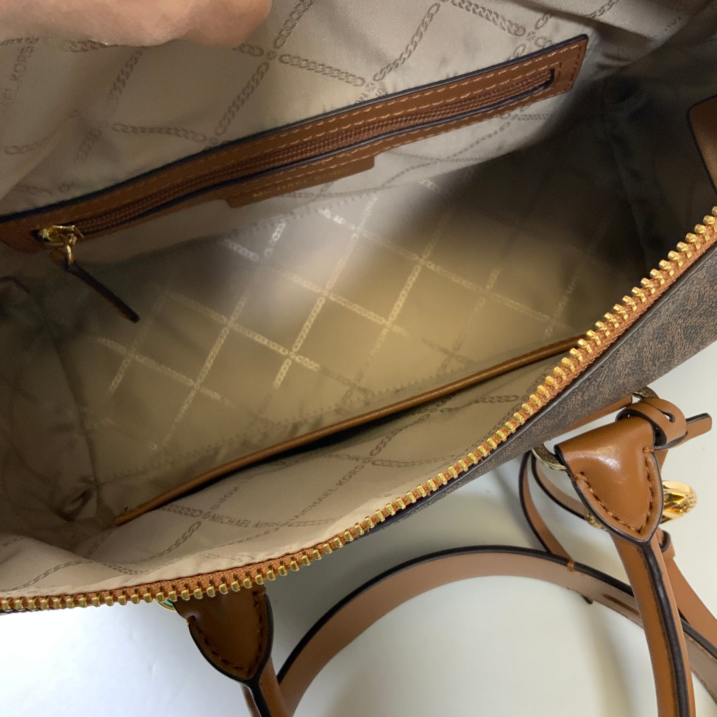 Handbag Designer By Michael Kors In Brown, Size:Large