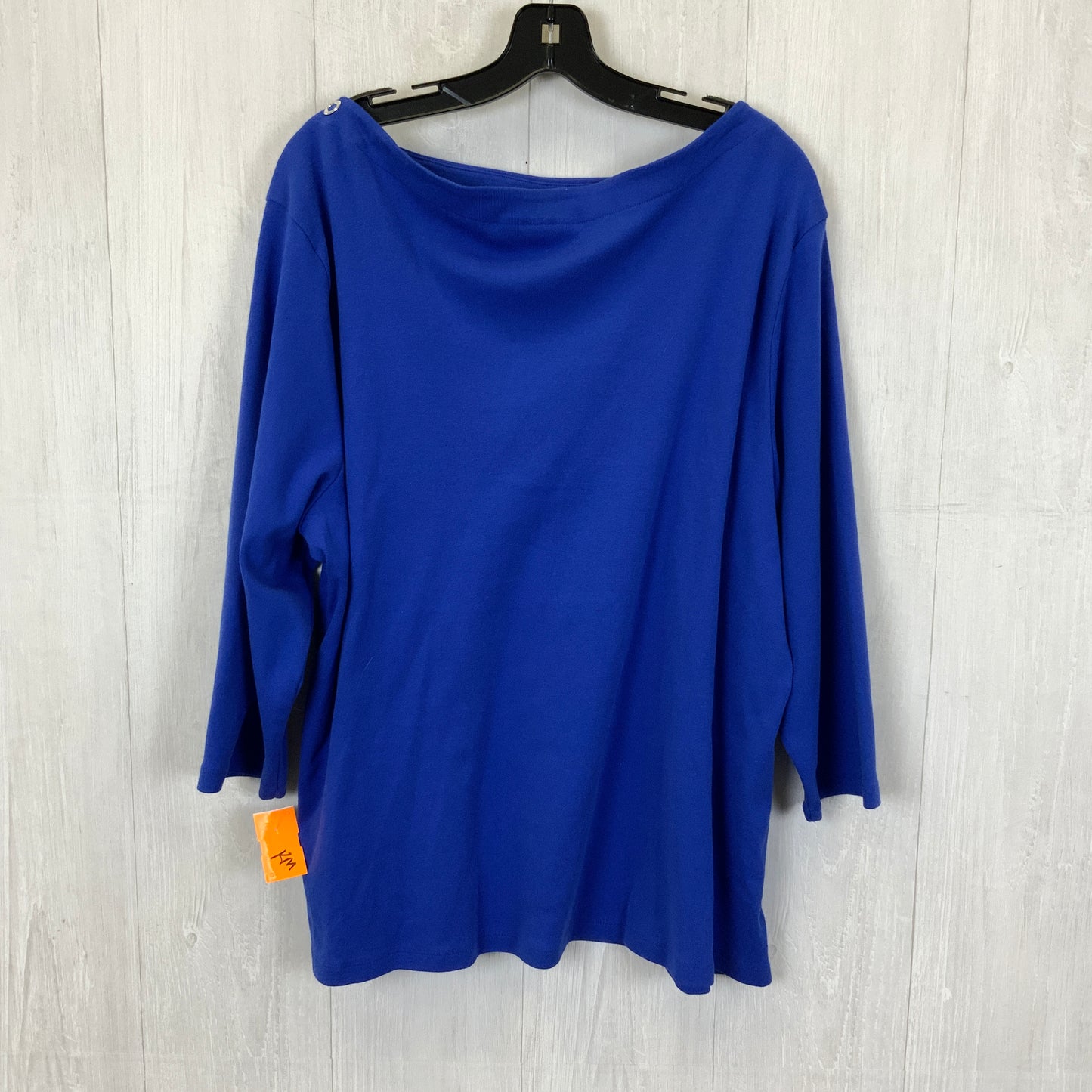 Top 3/4 Sleeve By Karen Scott In Blue, Size:3X