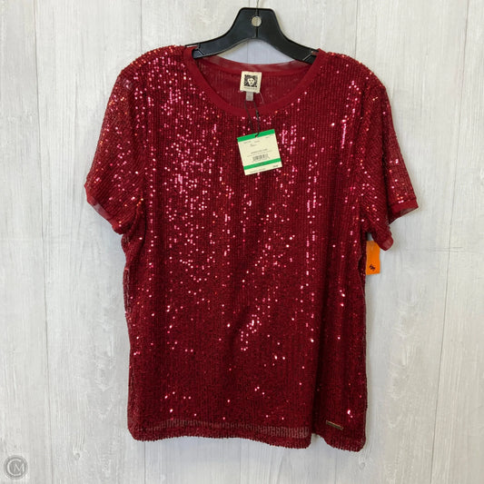 Top Short Sleeve By Anne Klein In Red, Size: L