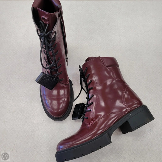 Boots Designer By Coach In Maroon, Size: 8.5
