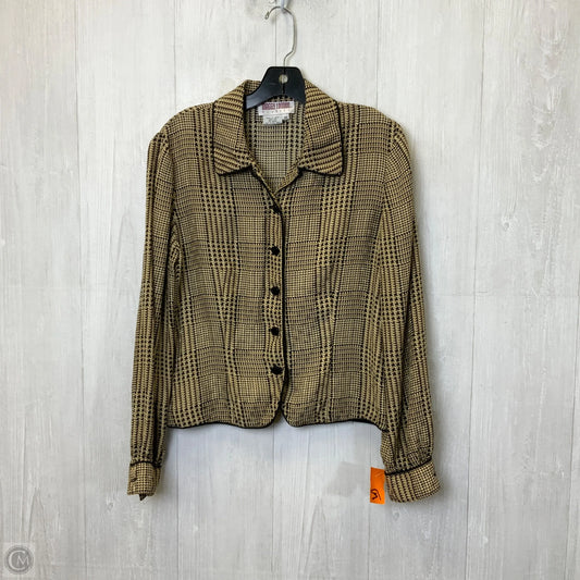 Blouse Long Sleeve By Maggy London In Black & Tan, Size: M