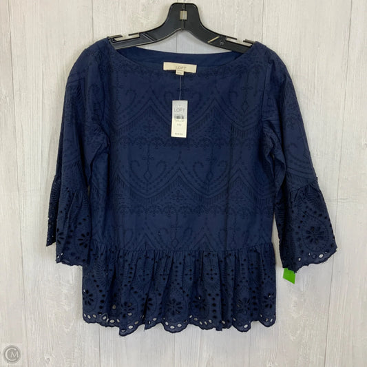 Top 3/4 Sleeve By Loft In Navy, Size: Xxs
