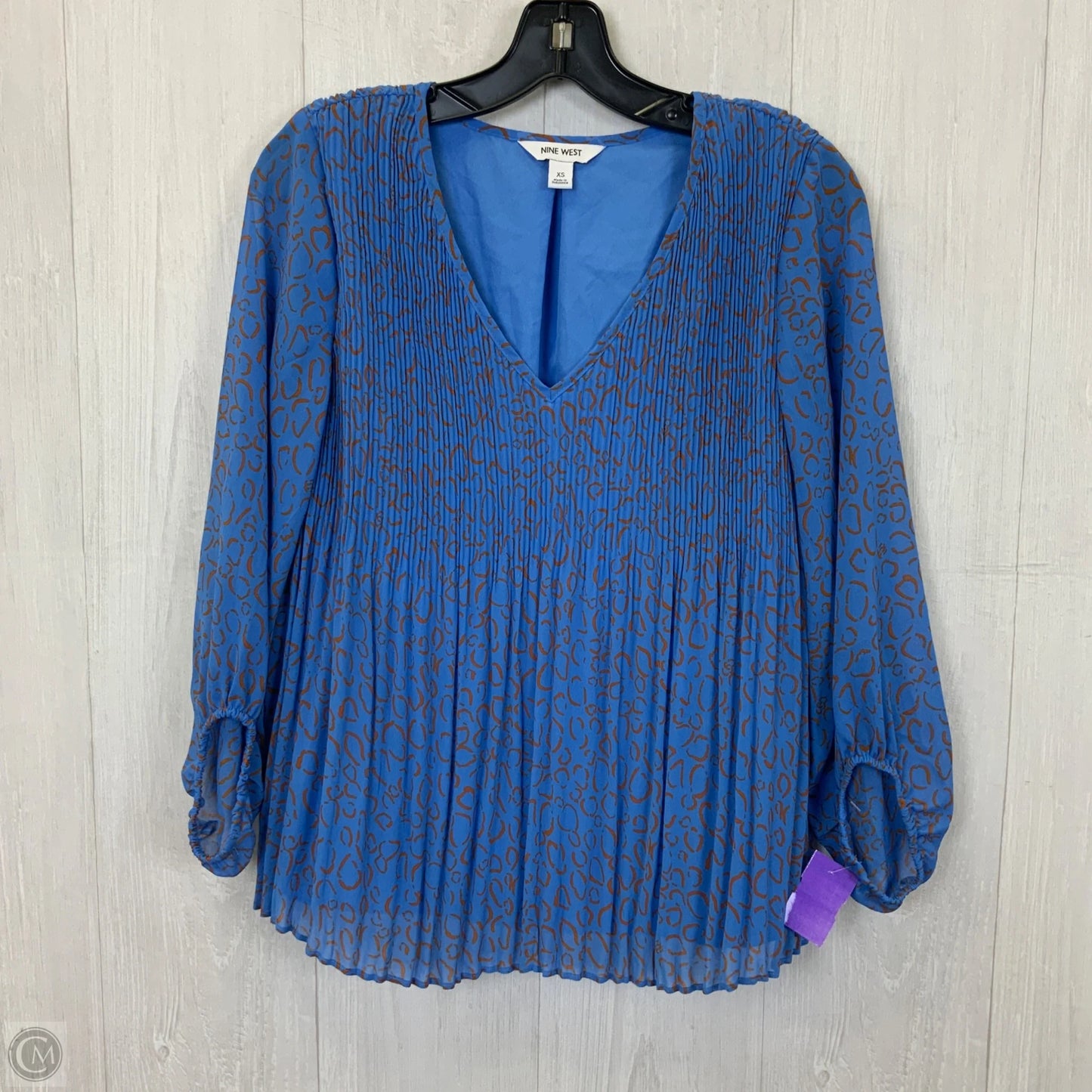 Top 3/4 Sleeve By Nine West Apparel In Blue, Size: Xs