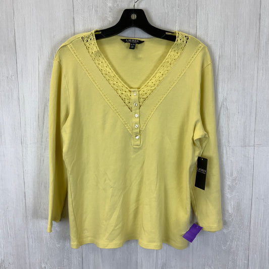 Top 3/4 Sleeve Basic By Lauren By Ralph Lauren In Yellow, Size: Xl