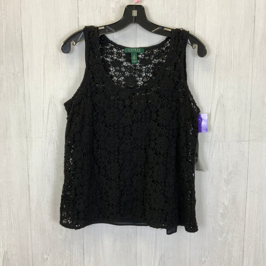 Black Top Sleeveless Lauren By Ralph Lauren, Size L