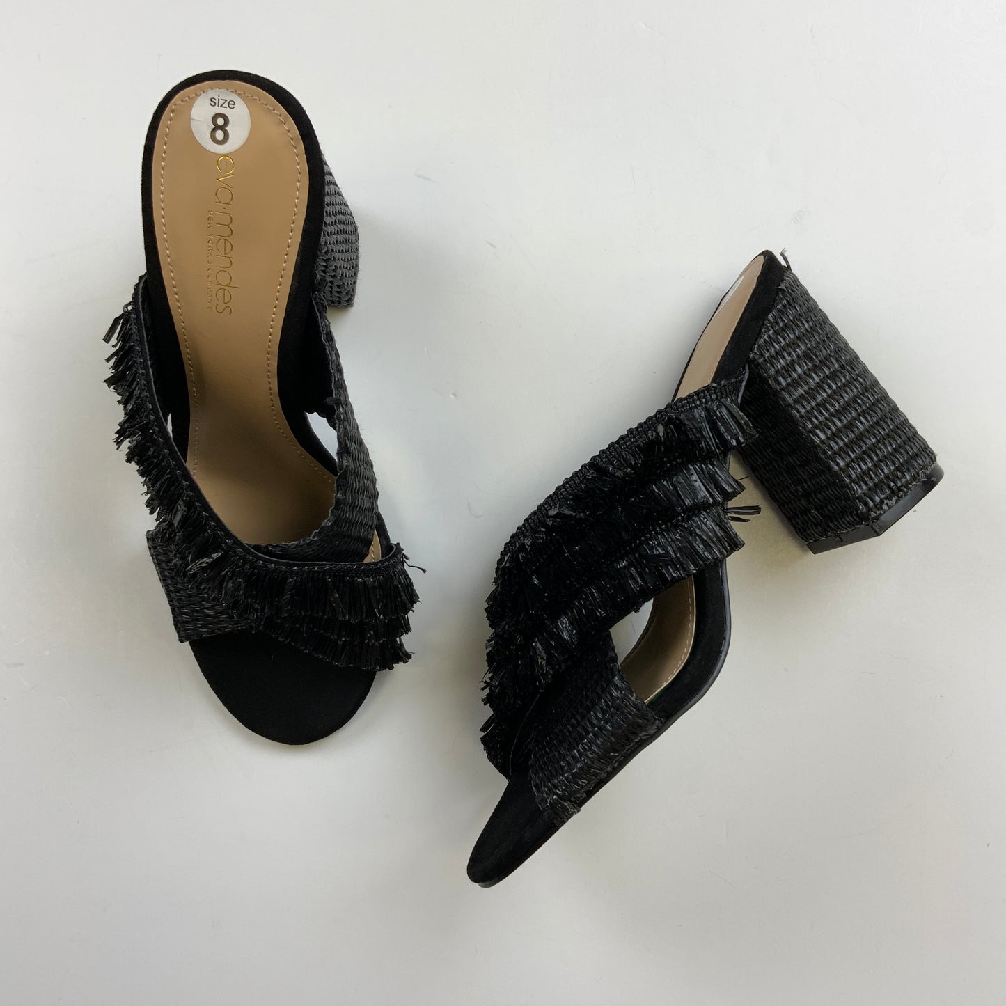 Sandals Heels Block By Eva Mendes In Black, Size: 8