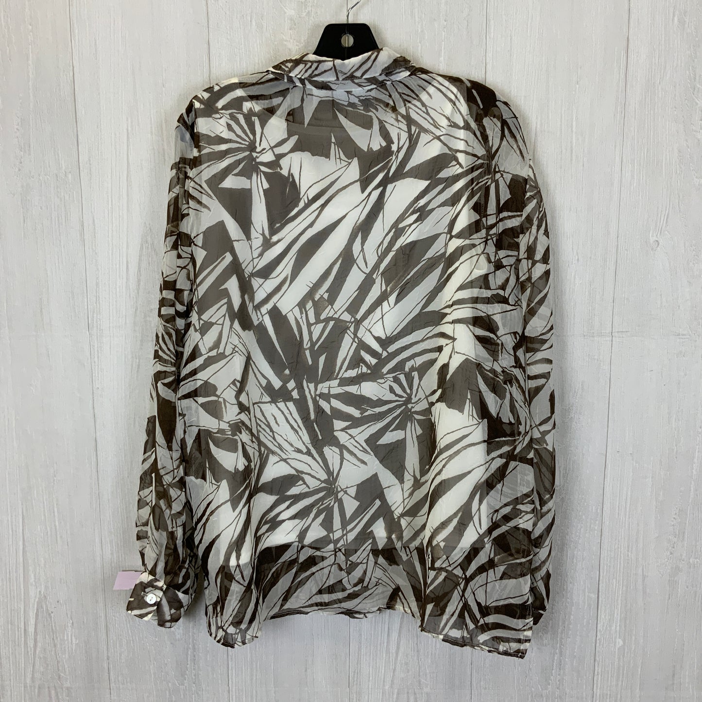 Blouse Long Sleeve By Alfred Dunner In Brown & White, Size: Xl