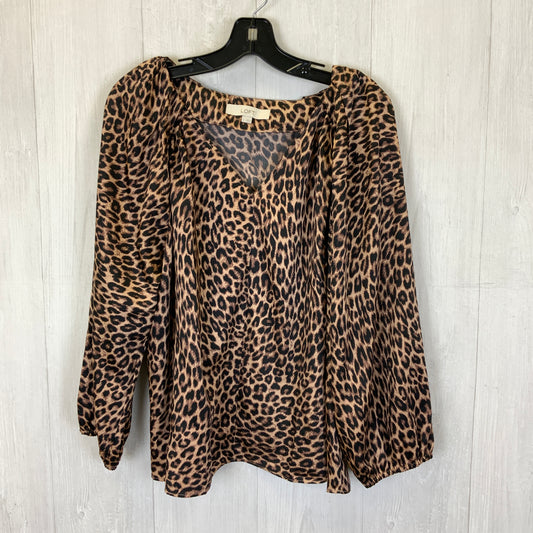 Top Long Sleeve By Loft In Leopard Print, Size: L