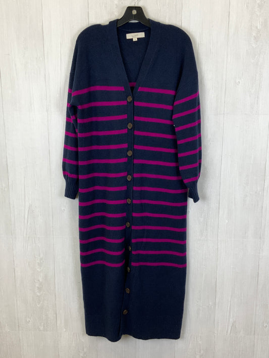 Sweater Cardigan By Loft In Blue, Size: L