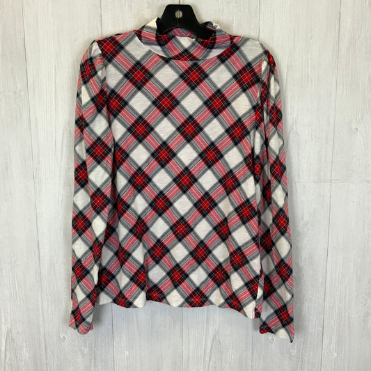 Top Long Sleeve Basic By Loft In Plaid Pattern, Size: L