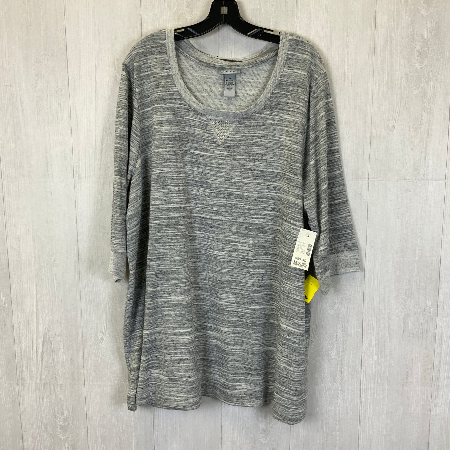 Top 3/4 Sleeve By Catherines In Grey, Size: 2x