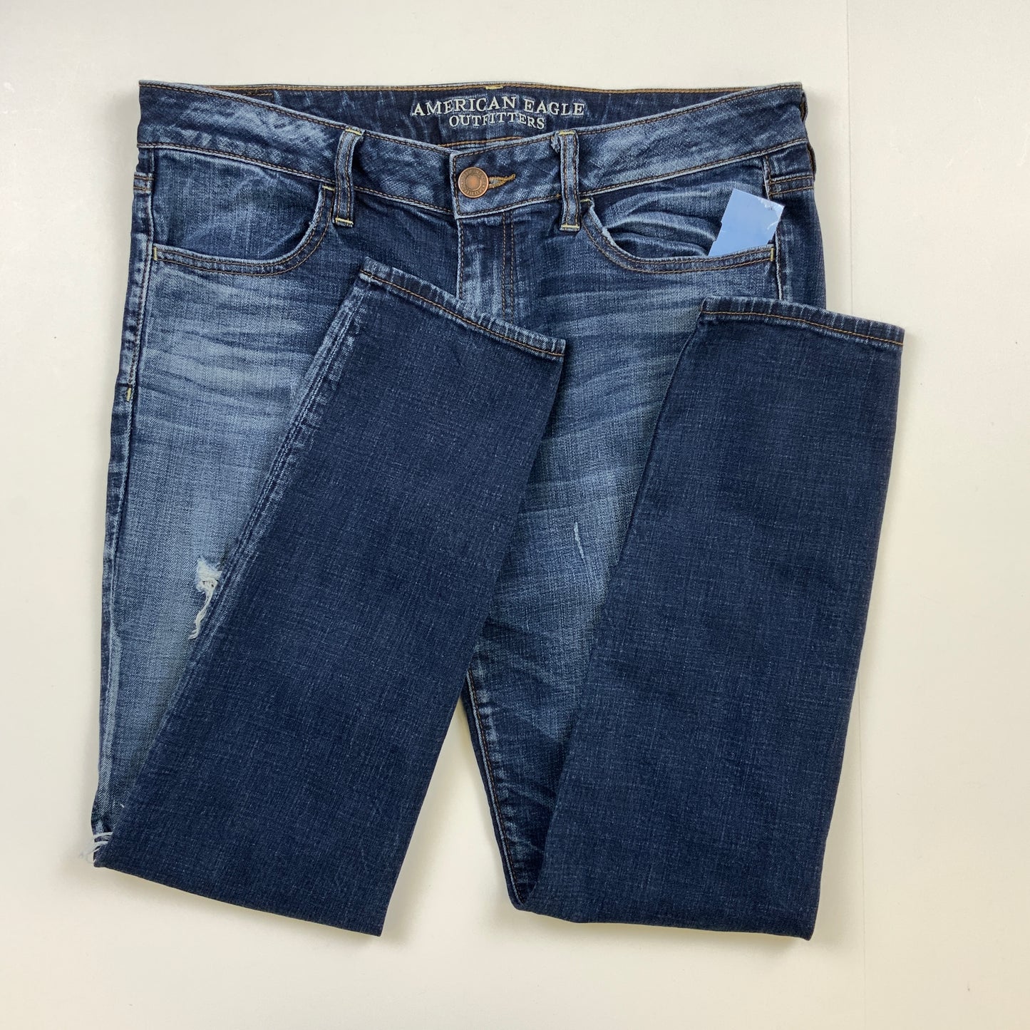 Jeans Skinny By American Eagle In Blue Denim, Size: 14