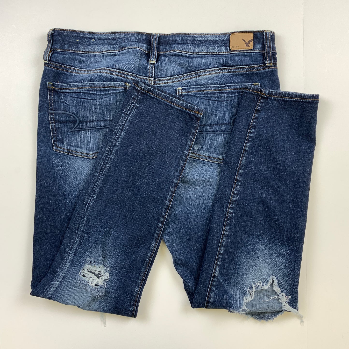 Jeans Skinny By American Eagle In Blue Denim, Size: 14