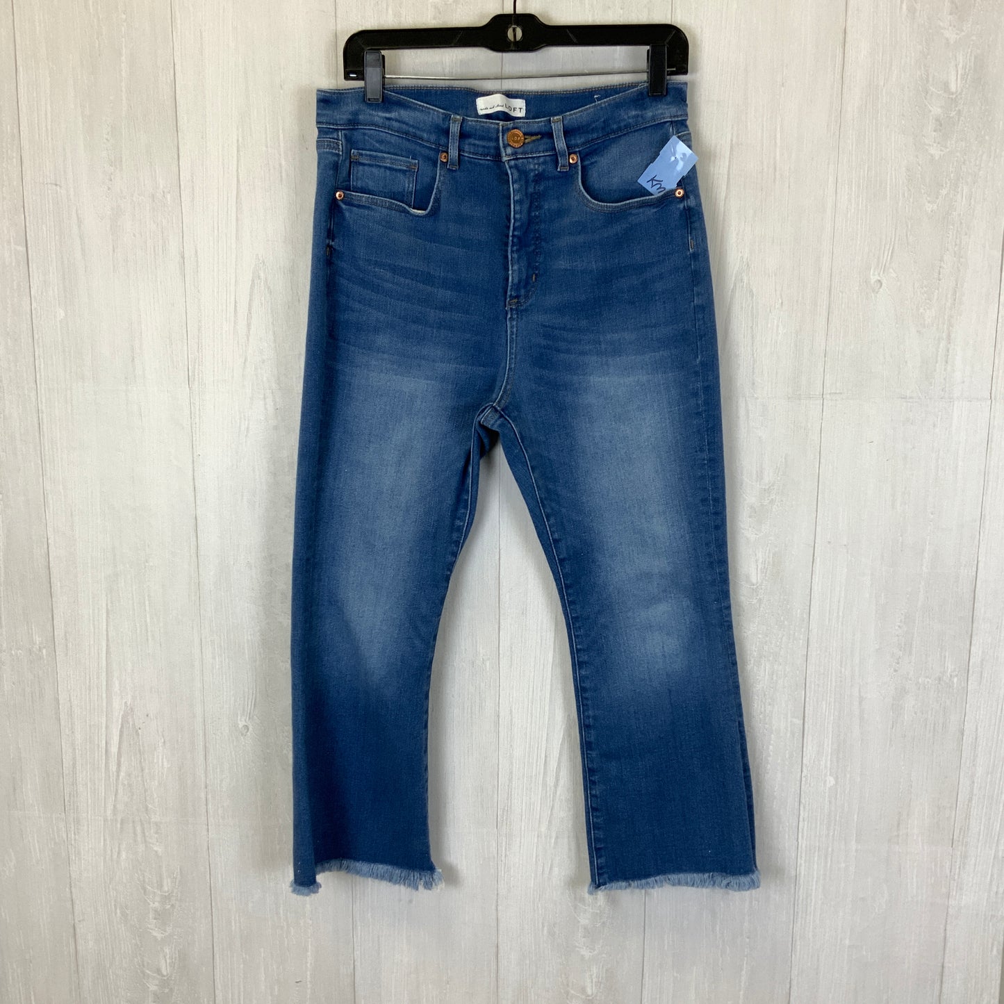 Jeans Cropped By Loft In Blue Denim, Size: 12