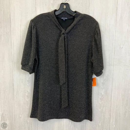 Top Short Sleeve By Olivia Blu In Black & Silver, Size: Xl