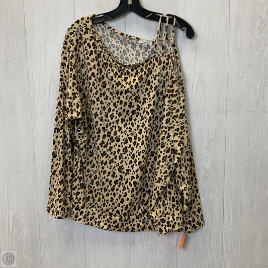 Top Long Sleeve Basic By White Birch In Leopard Print, Size: 2x