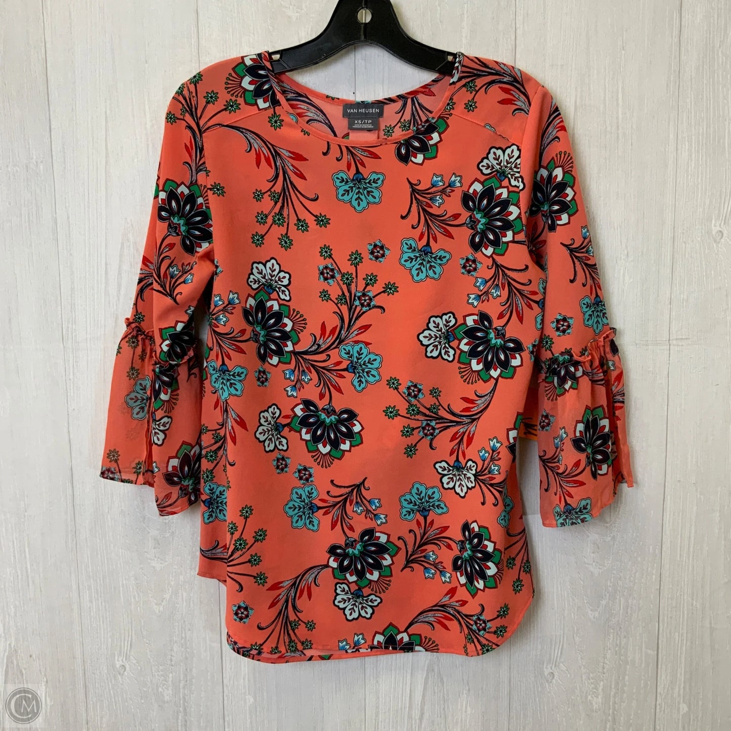 Top 3/4 Sleeve By Van Heusen In Coral, Size: Xs