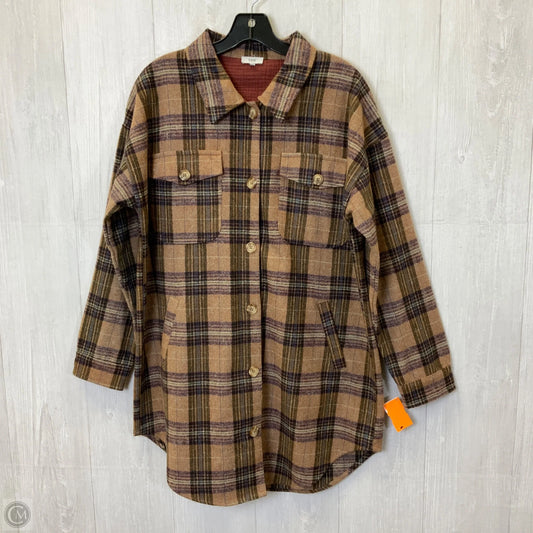 Jacket Shirt By Clothes Mentor In Brown, Size: S