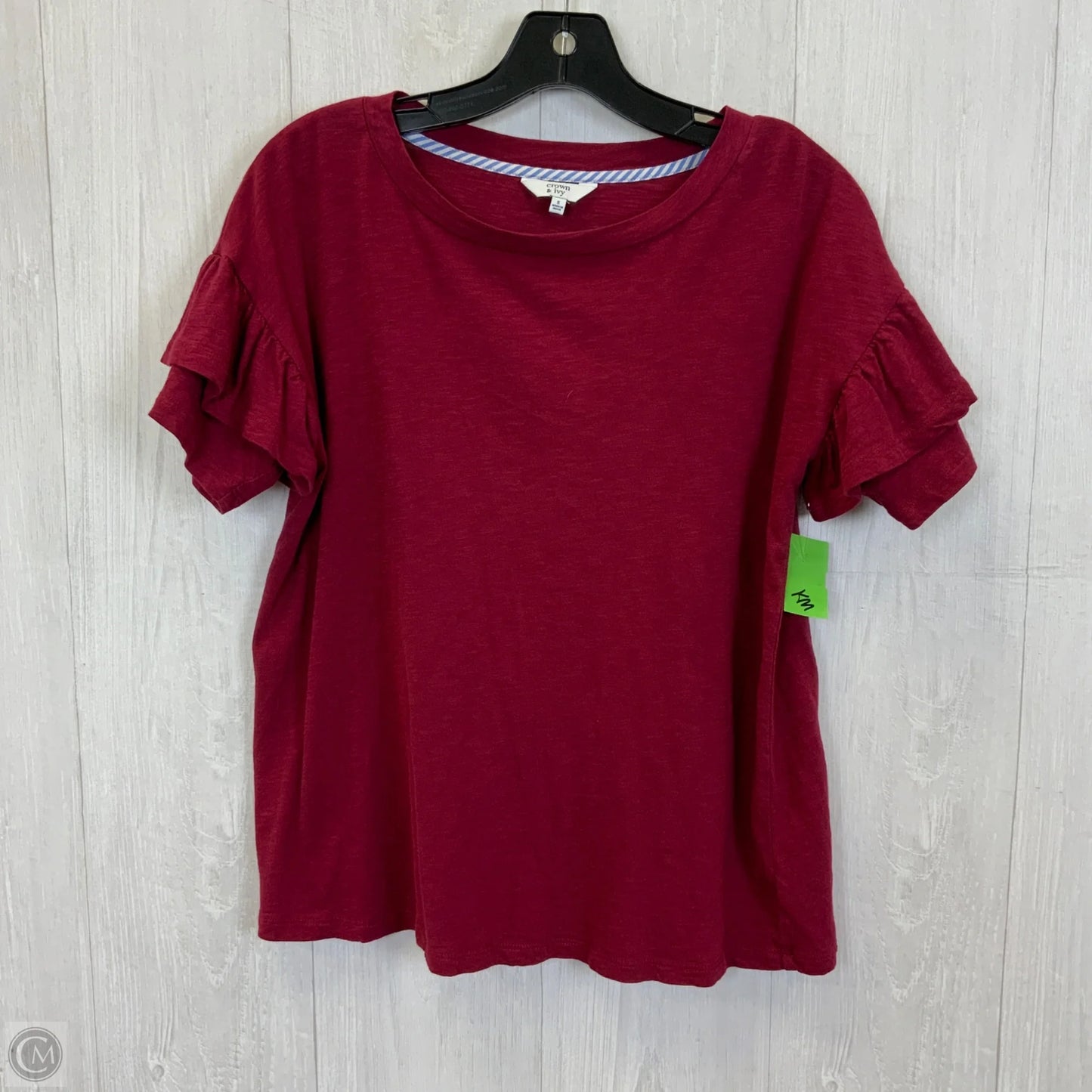 Top Short Sleeve Basic By Crown And Ivy In Maroon, Size: S