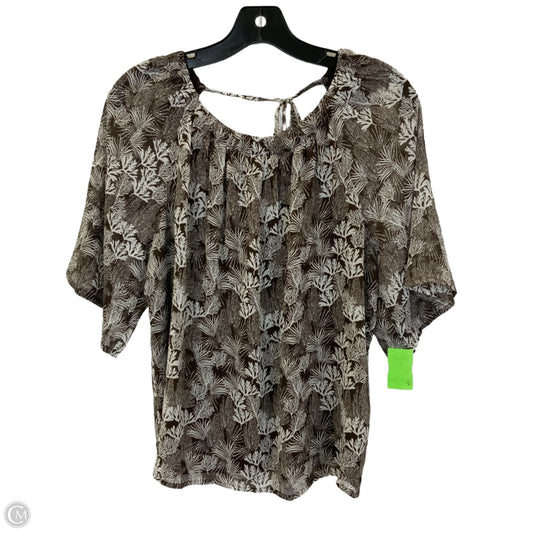 Top Short Sleeve By Loft In Brown & White, Size: M