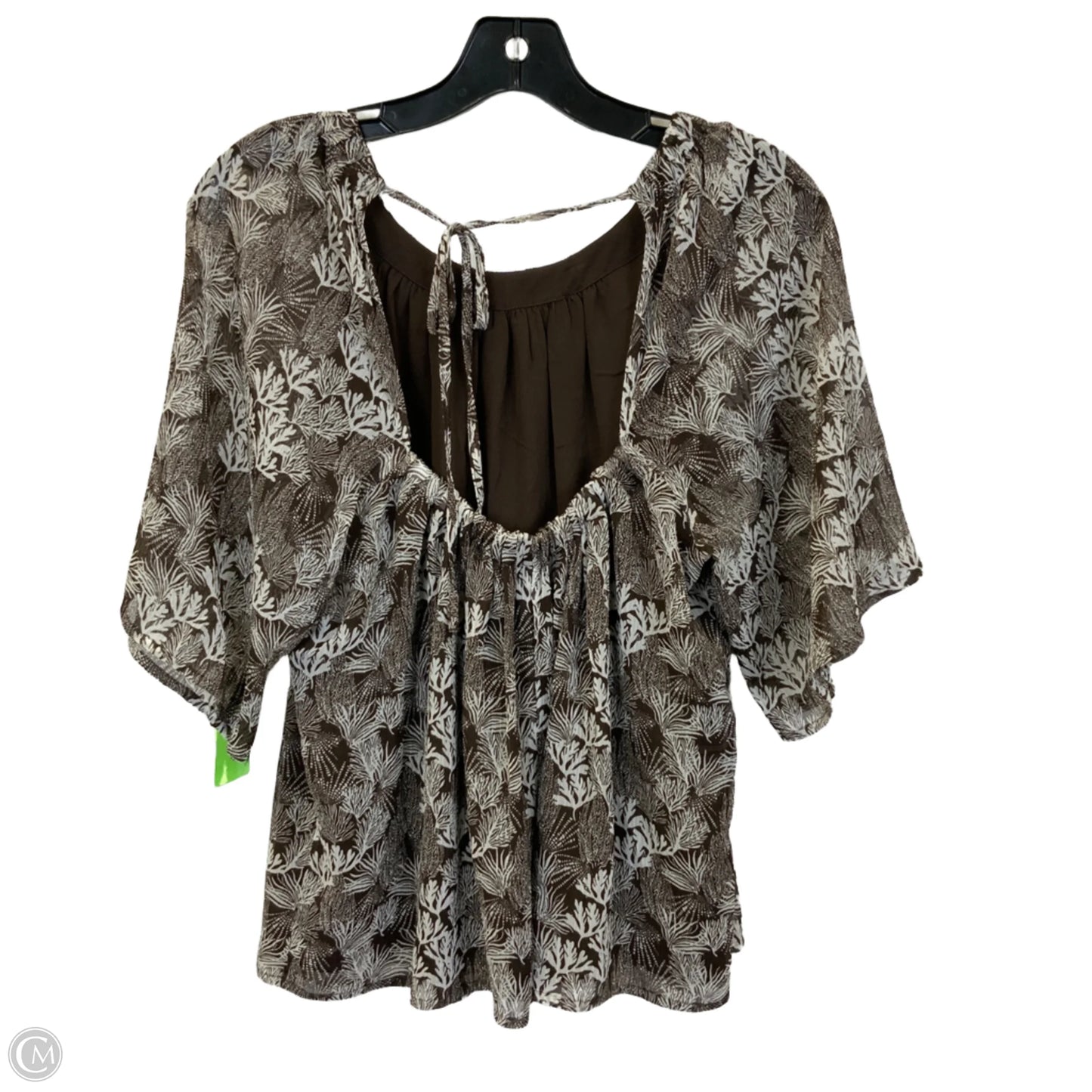 Top Short Sleeve By Loft In Brown & White, Size: M