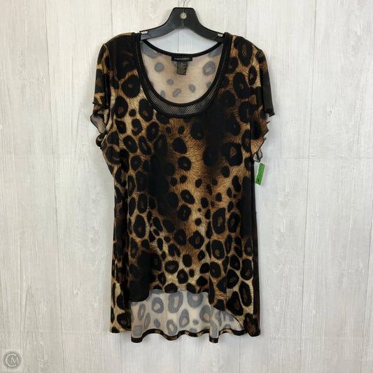 Top Short Sleeve By Susan Lawrence In Leopard Print, Size: Xl