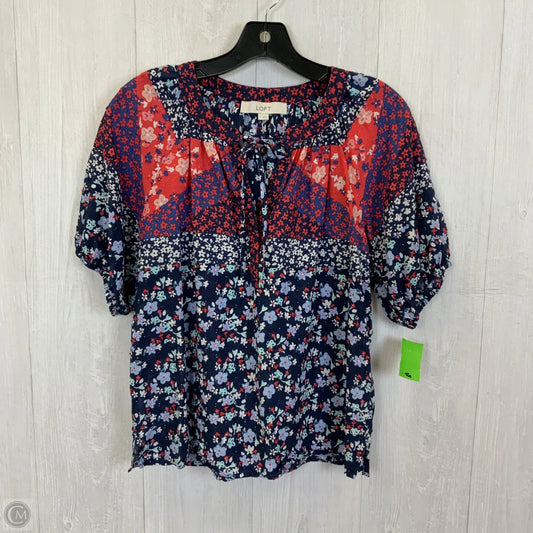 Top Short Sleeve By Loft In Blue & Red, Size: S