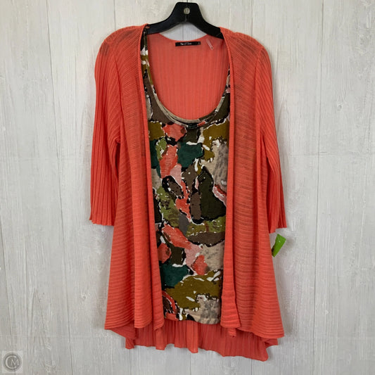 Sweater 2pc By Nic + Zoe In Orange & Tan, Size: L