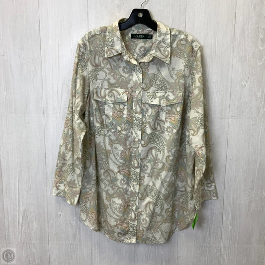 Blouse Long Sleeve By Lauren By Ralph Lauren In Grey & White, Size: 1x