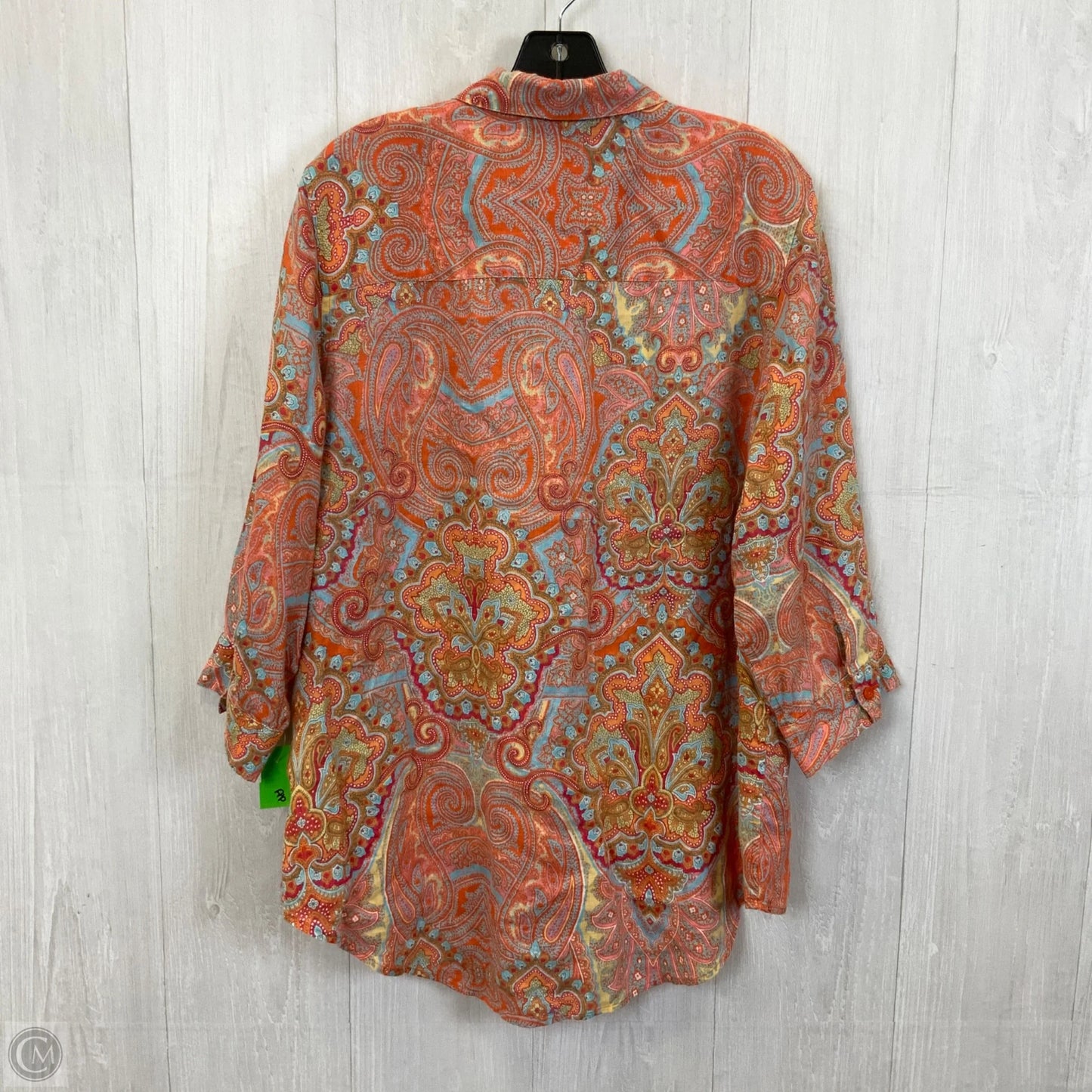 Blouse 3/4 Sleeve By Chicos In Orange, Size: Xl