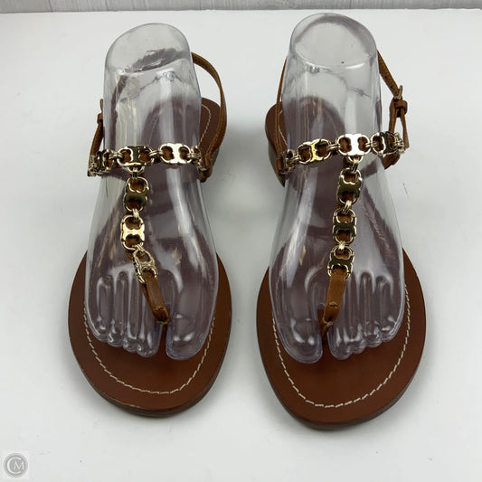 Sandals Designer By Tory Burch In Brown & Gold, Size: 9