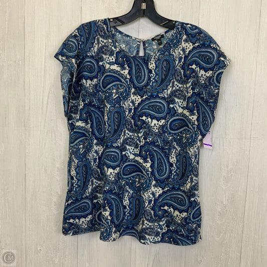 Top Short Sleeve By Express In Blue & White, Size: L