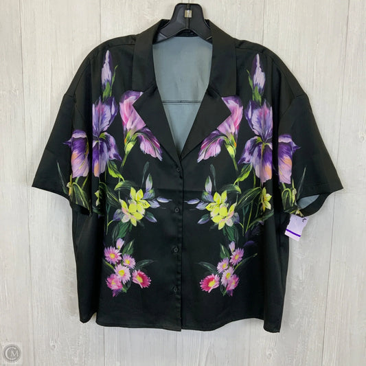 Blouse Short Sleeve By Express In Black, Size: L