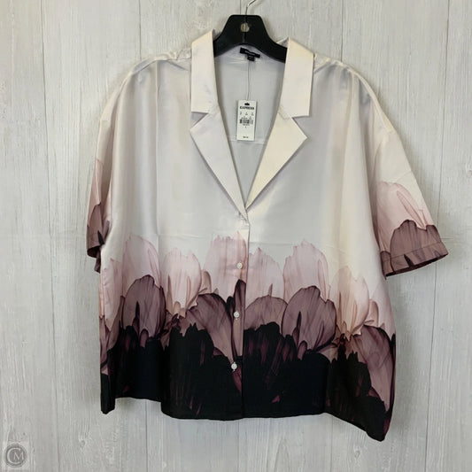 Blouse Short Sleeve By Express In Purple & White, Size: L