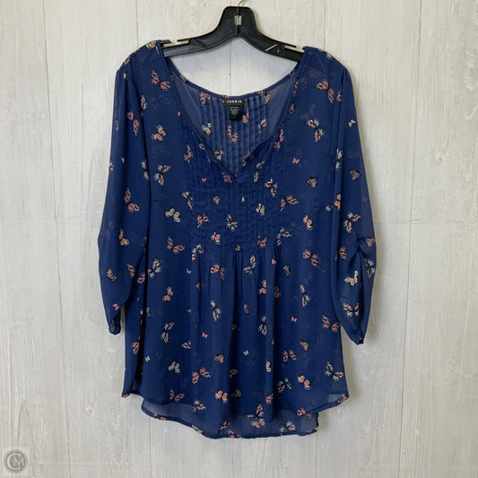 Top 3/4 Sleeve By Torrid In Blue, Size: 1x