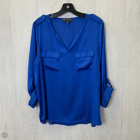 Top 3/4 Sleeve By Outback Red In Blue, Size: L