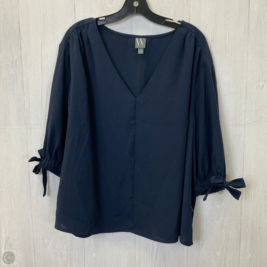 Blouse 3/4 Sleeve By Worthington In Navy, Size: 2x