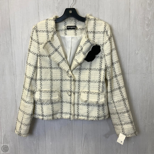 Blazer Designer By Karl Lagerfeld In Black & White, Size: M