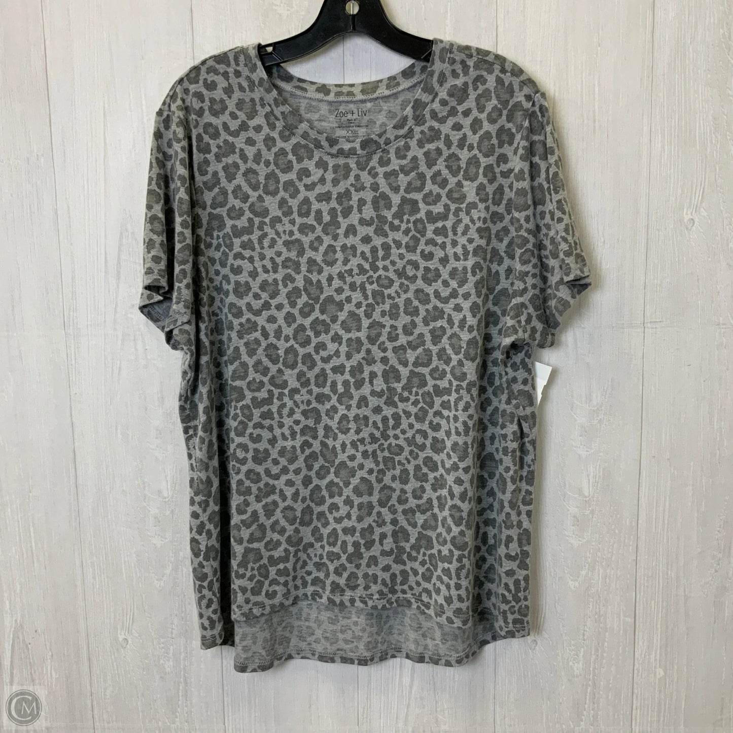 Top Short Sleeve Basic By Zoe And Liv In Leopard Print, Size: Xxl