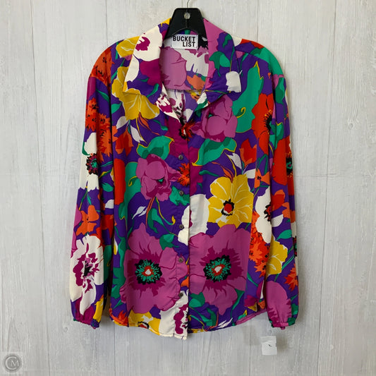 Blouse Long Sleeve By Clothes Mentor In Multi-colored, Size: M