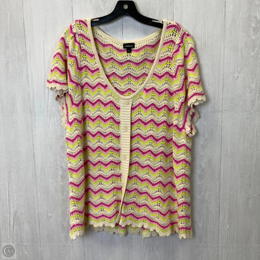 Sweater Short Sleeve By Torrid In Cream & Pink, Size: 3x