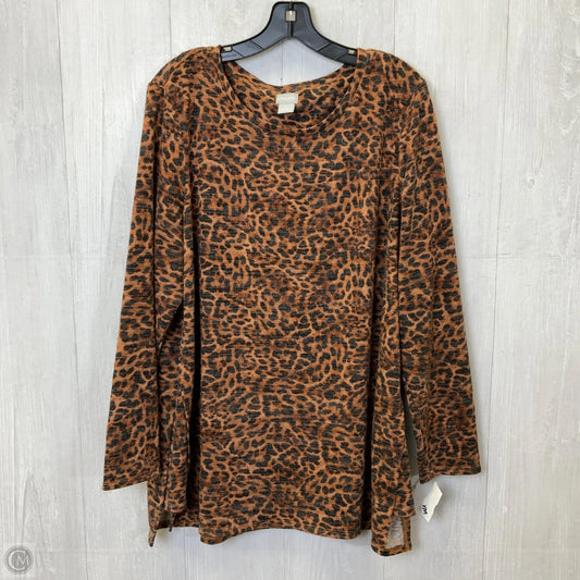 Top Long Sleeve Basic By Chicos In Leopard Print, Size: Xl