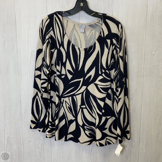 Top Long Sleeve By Chicos In Black & Cream, Size: L