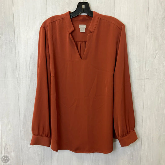 Blouse Long Sleeve By Chicos In Orange, Size: Xl