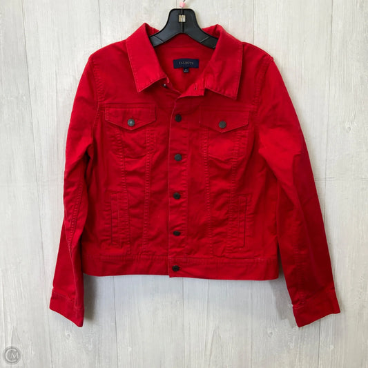 Jacket Denim By Talbots In Red Denim, Size: M