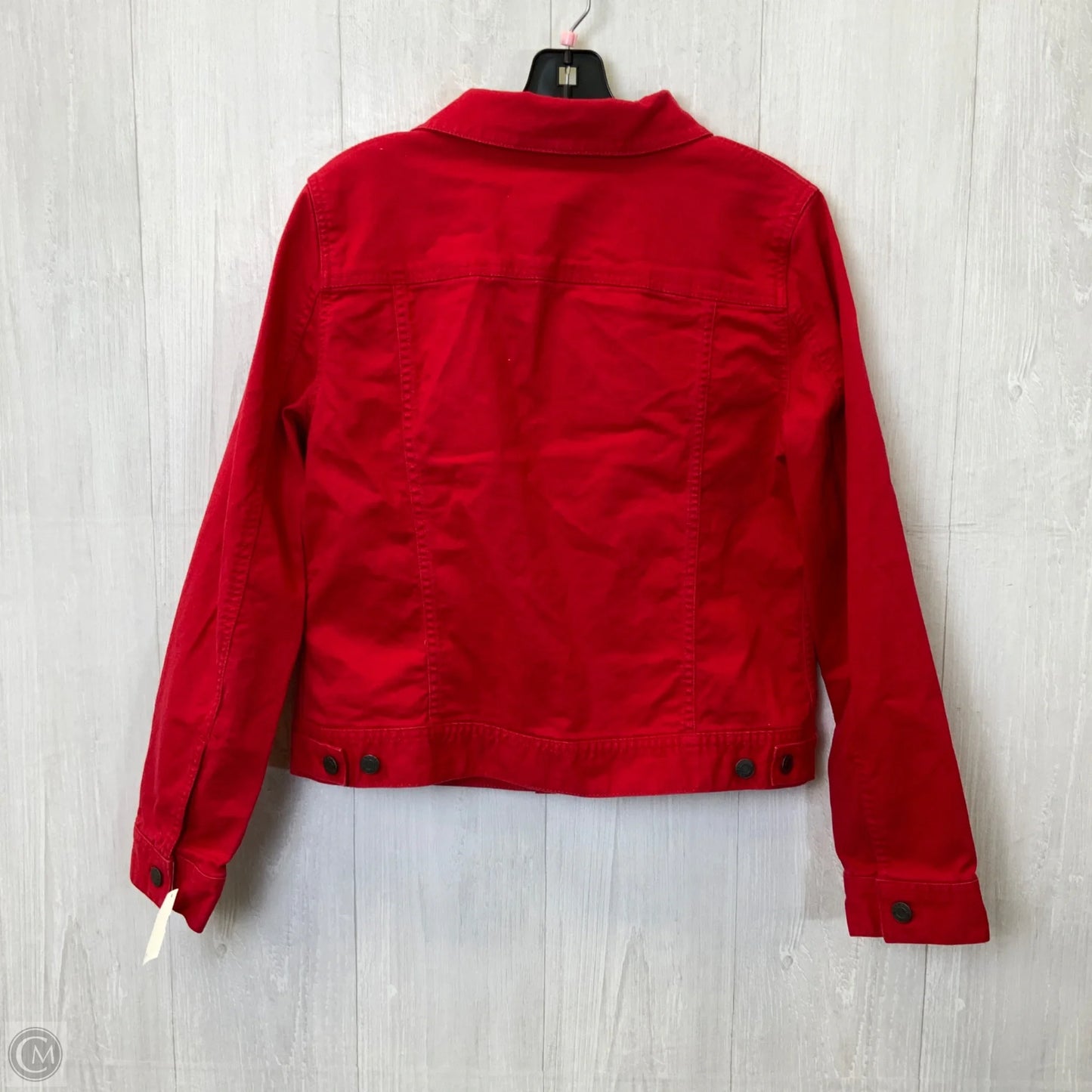 Jacket Denim By Talbots In Red Denim, Size: M