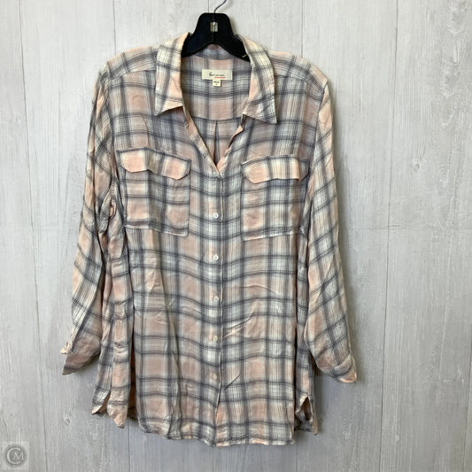 Blouse Long Sleeve By Two By Vince Camuto In Grey & Pink, Size: 1x