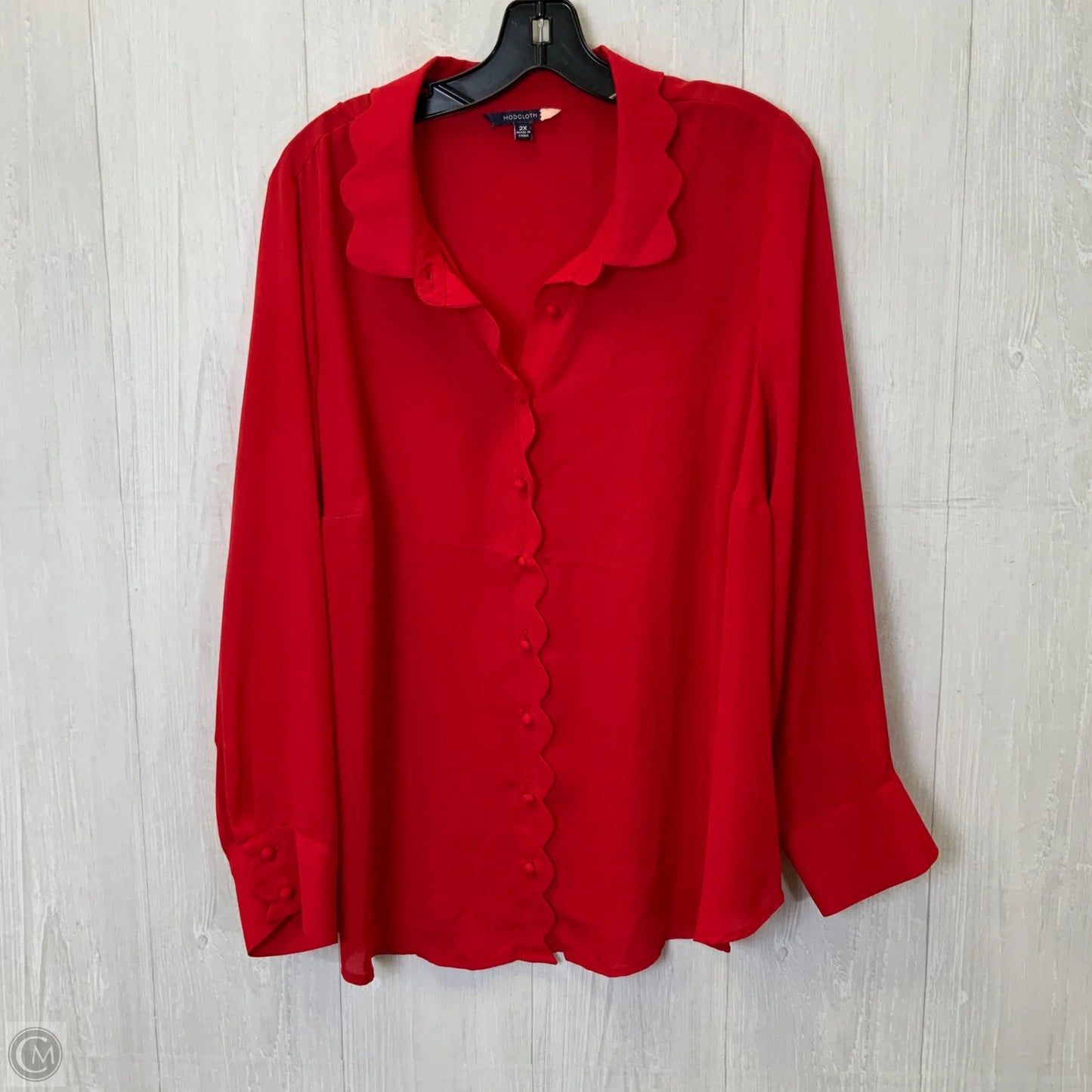 Blouse Long Sleeve By Modcloth In Red, Size: 2x