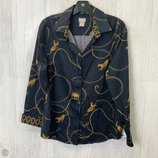 Blouse Long Sleeve By Chicos In Black & Yellow, Size: S