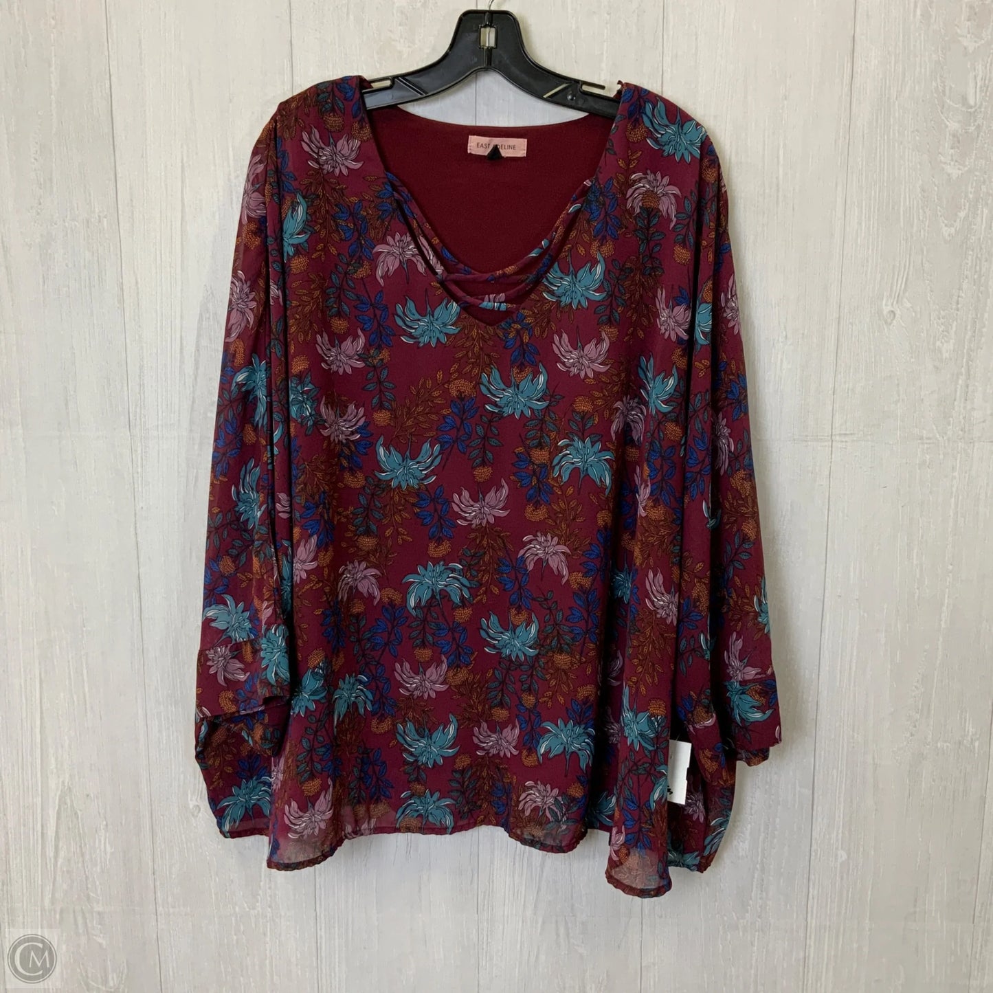 Top Long Sleeve By Clothes Mentor In Maroon, Size: 4x